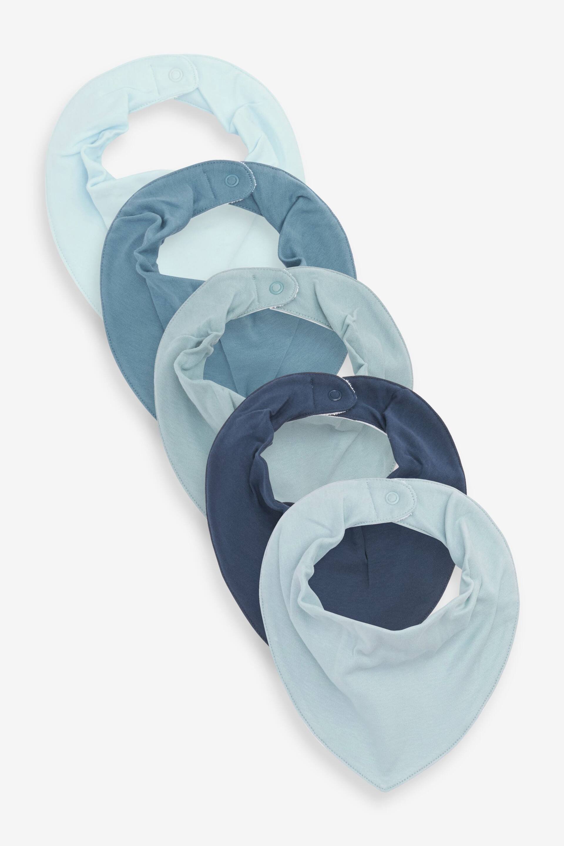 Blue 5 Pack Dribble Baby Bibs - Image 1 of 3