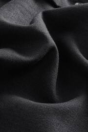 Black Standard Collar Linen Blend Short Sleeve Shirt - Image 8 of 8