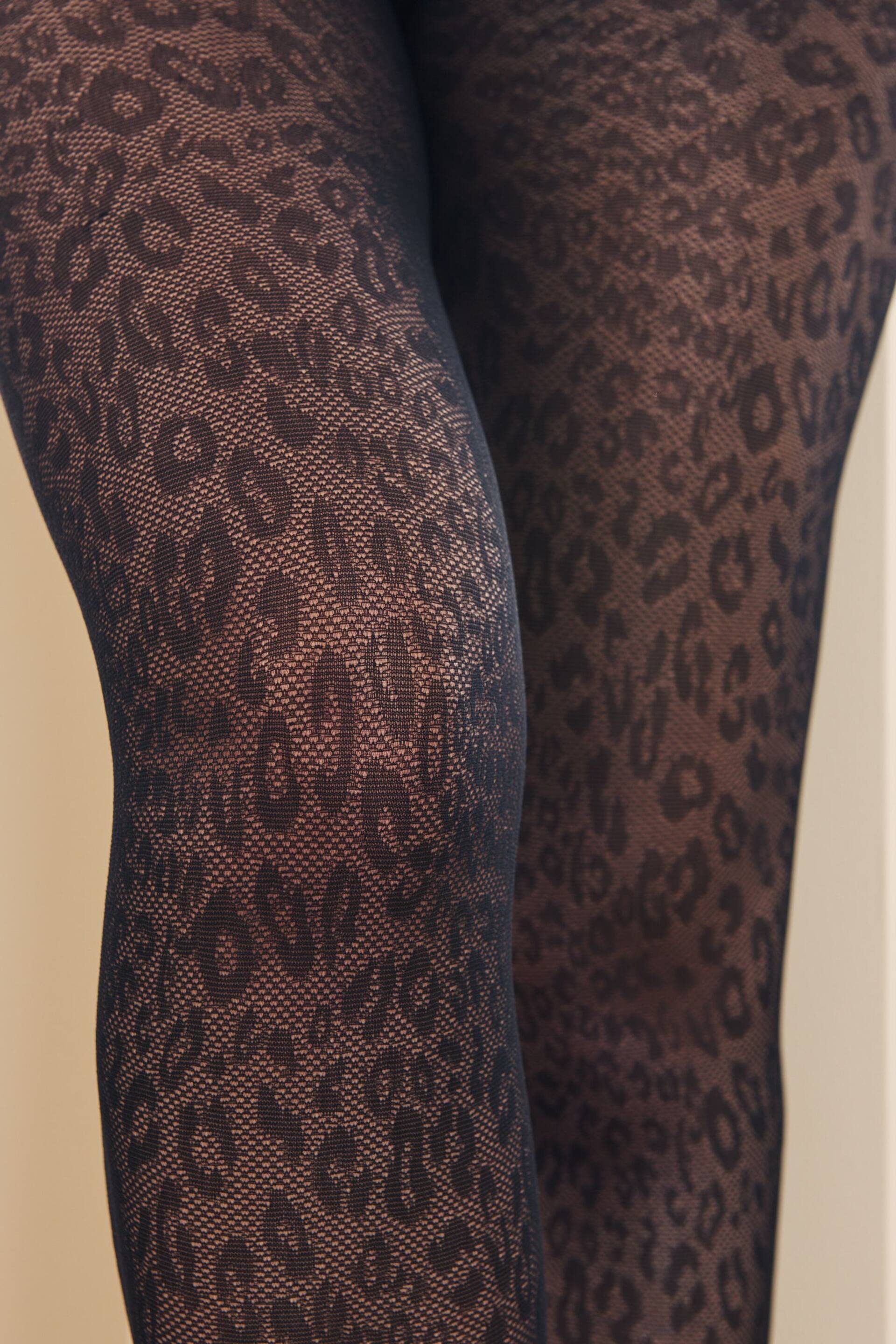 Black Animal Print Pattern Tights 1 Pack - Image 4 of 4