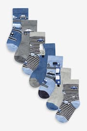 Blue Stripes/Transport Cotton Rich Socks 7 Pack - Image 1 of 8