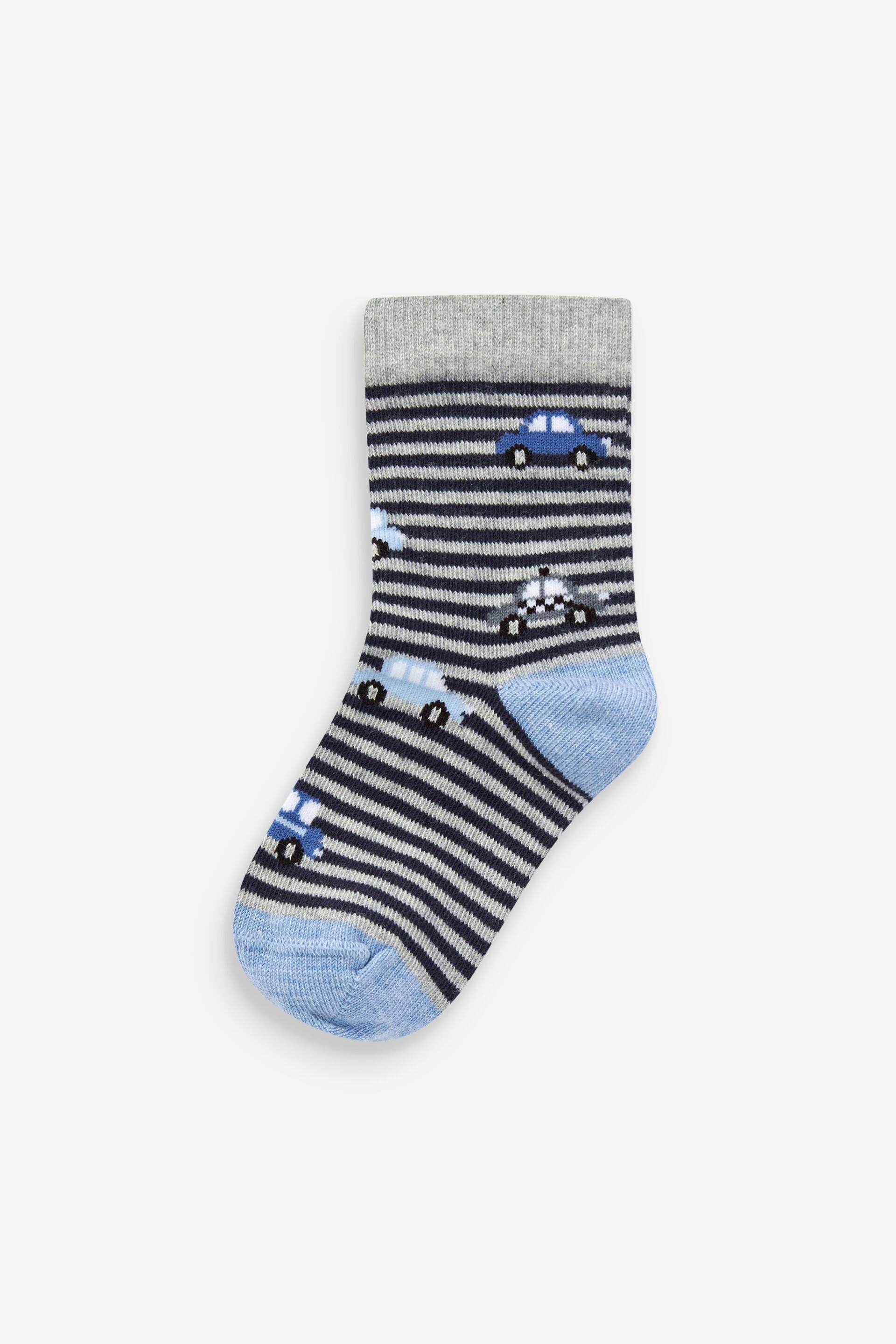 Blue Stripes/Transport Cotton Rich Socks 7 Pack - Image 5 of 8