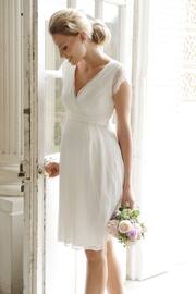 Seraphine White Short Lace V-Neck Maternity Wedding Dress - Image 1 of 5