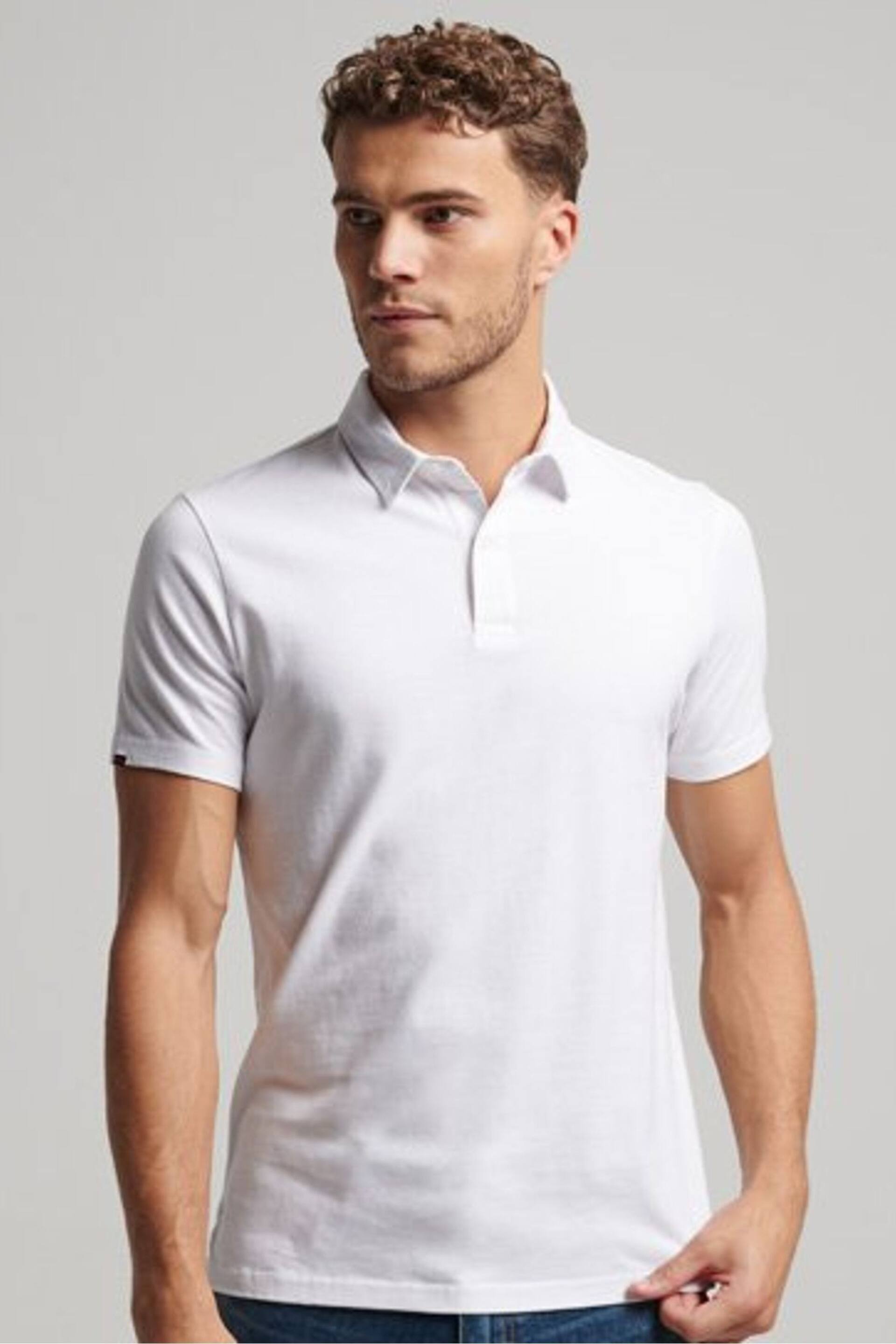 Superdry White Jersey Polo Shirt - Image 3 of 4