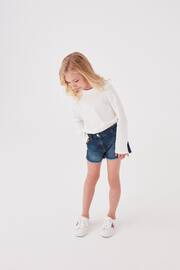 Mid Blue Denim Regular Length 100% Cotton Frayed Edge Denim Shorts (3-16yrs) - Image 2 of 5