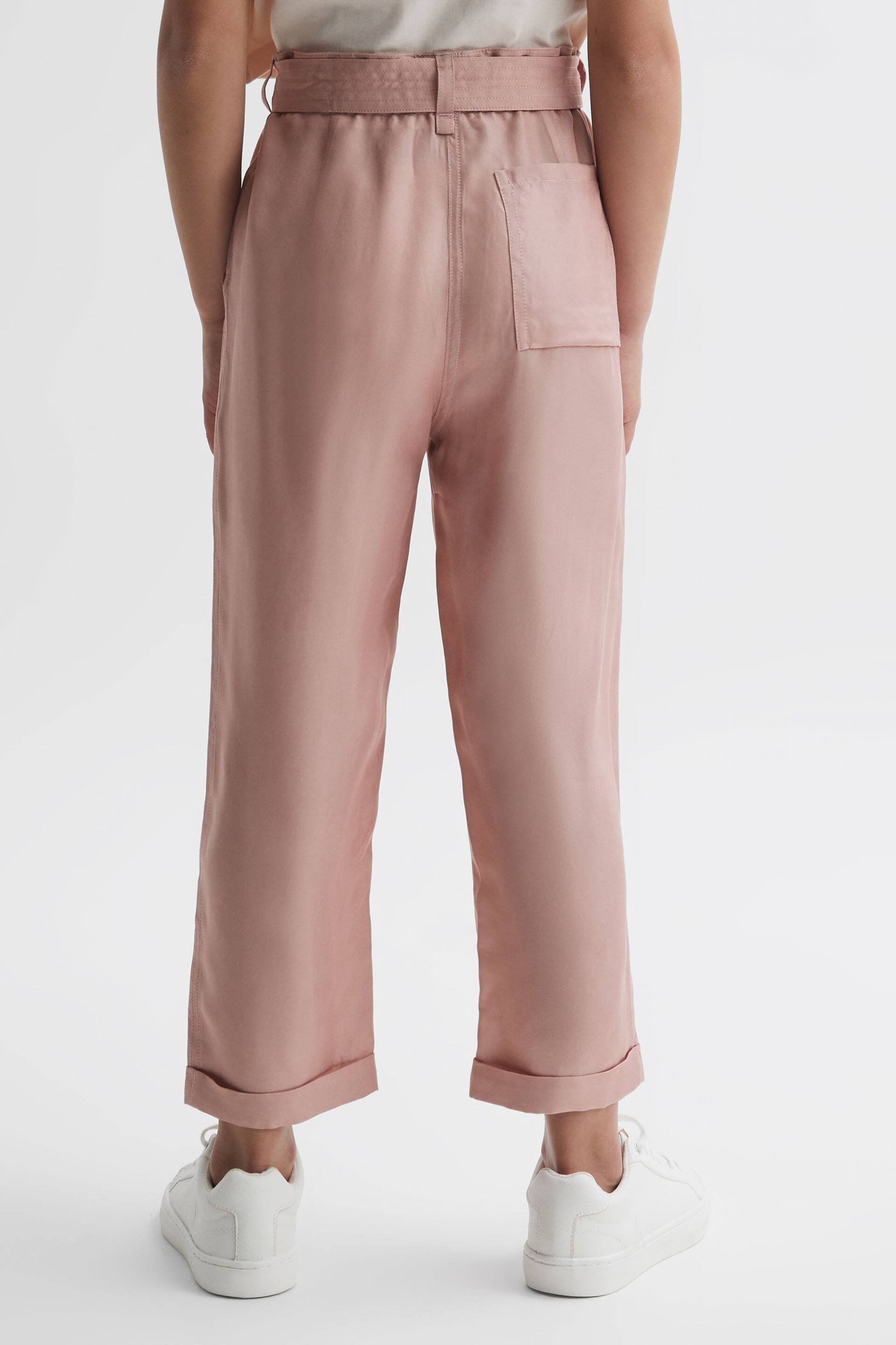 Reiss Pink Joanie Senior Paper Bag Cargo Trousers - Image 4 of 5
