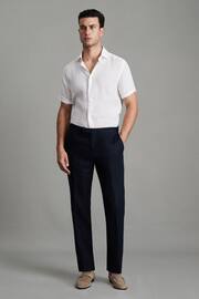 Reiss White Holiday Slim Fit Linen Button-Through Shirt - Image 3 of 6