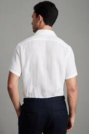 Reiss White Holiday Slim Fit Linen Button-Through Shirt - Image 4 of 6