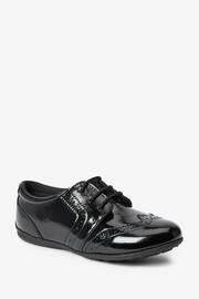 Black Patent Wide Fit (G) School Leather Lace-Up Brogues - Image 4 of 9