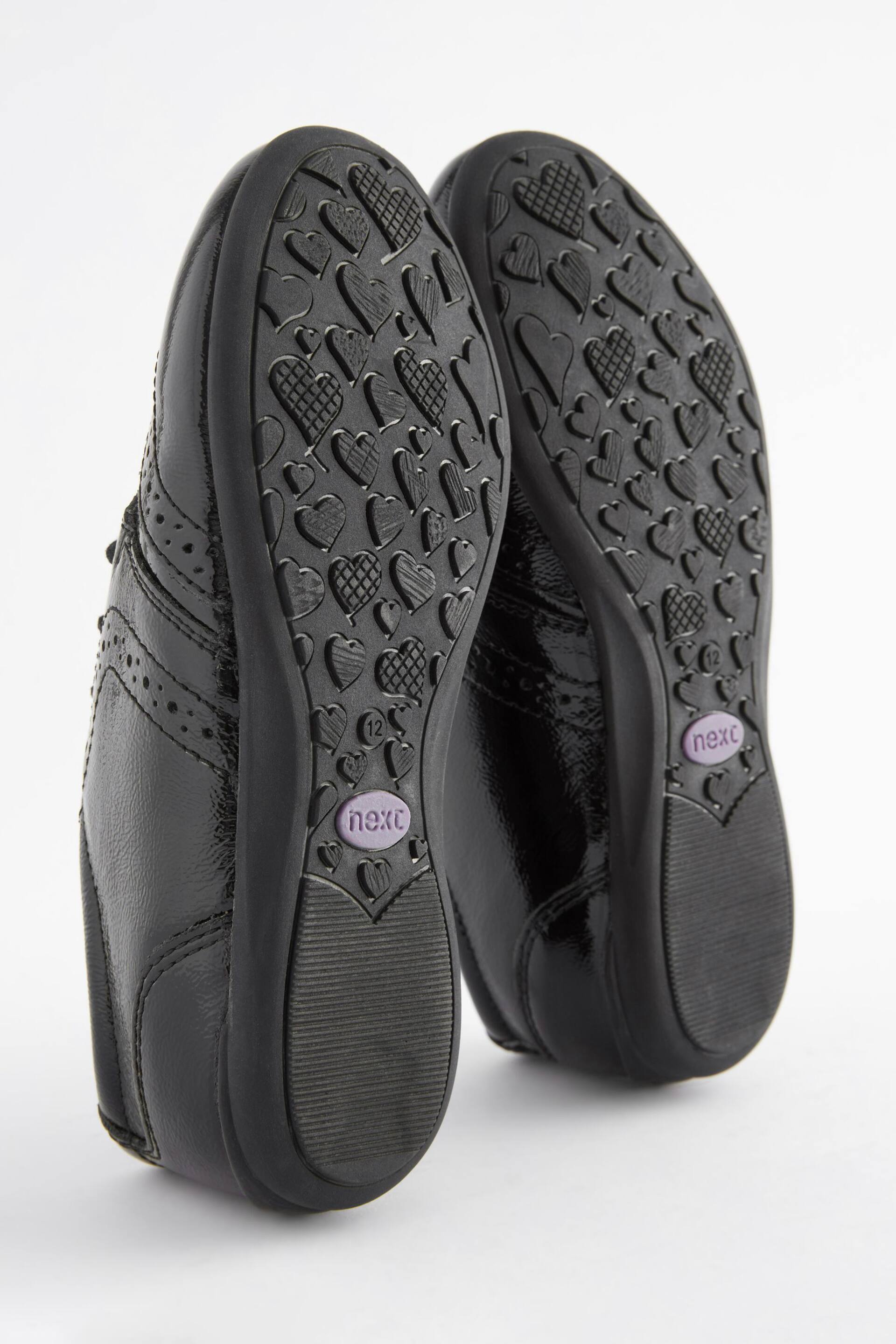 Black Patent Wide Fit (G) School Leather Lace-Up Brogues - Image 5 of 9