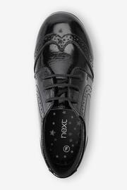 Black Patent Wide Fit (G) School Leather Lace-Up Brogues - Image 6 of 9