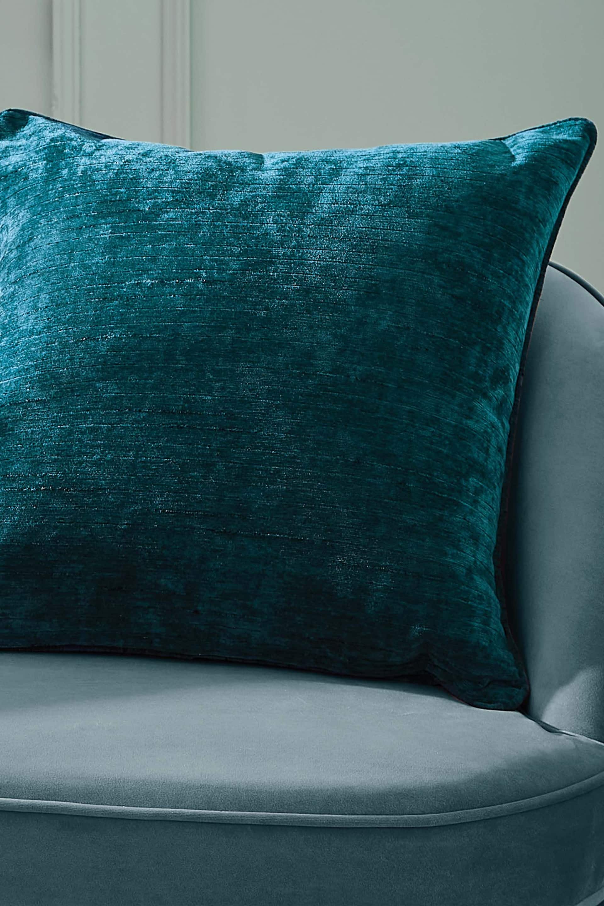 Hyperion Rich Teal Blue Selene Luxury Chenille Piped Cushion - Image 1 of 3