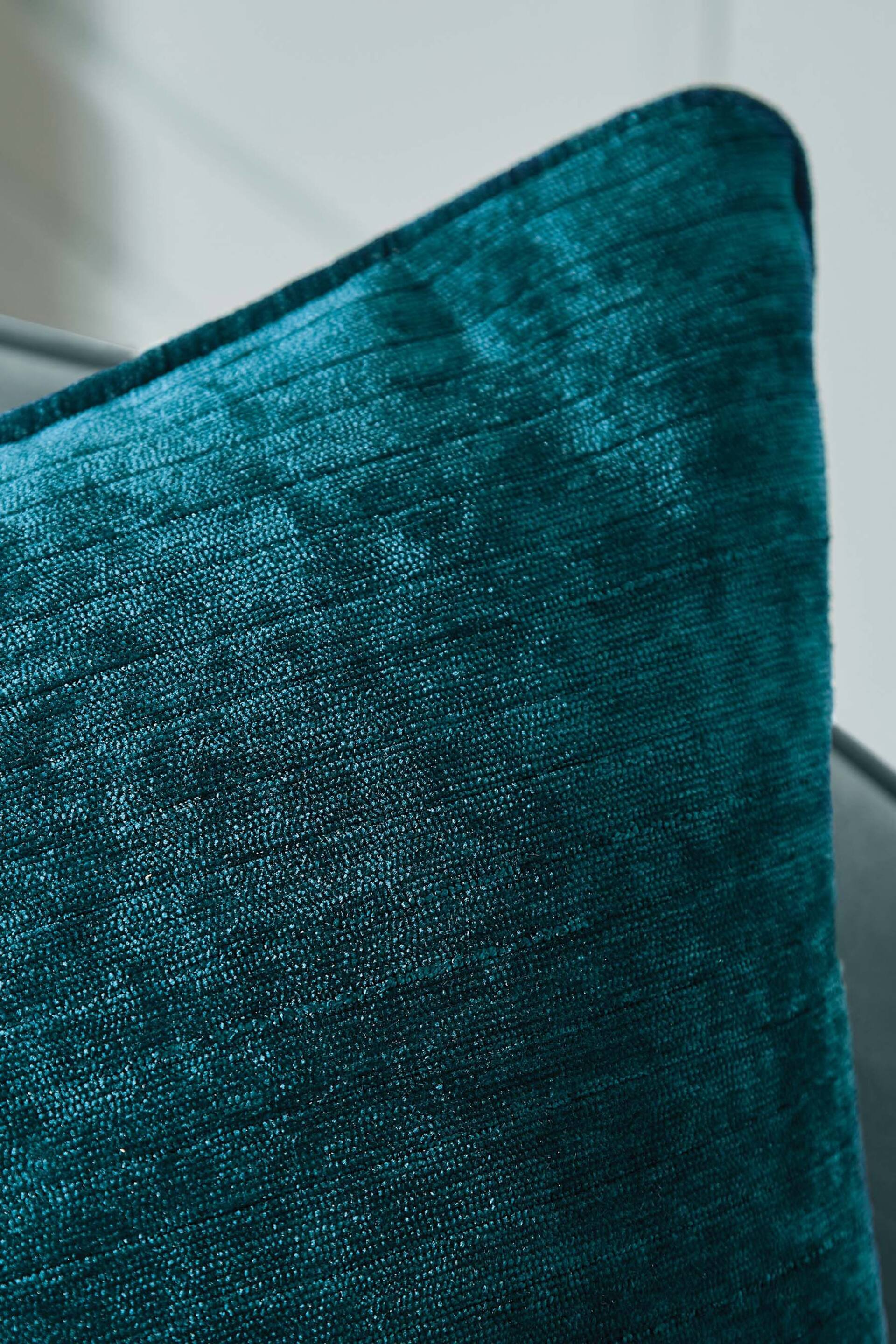Hyperion Rich Teal Blue Selene Luxury Chenille Piped Cushion - Image 2 of 3