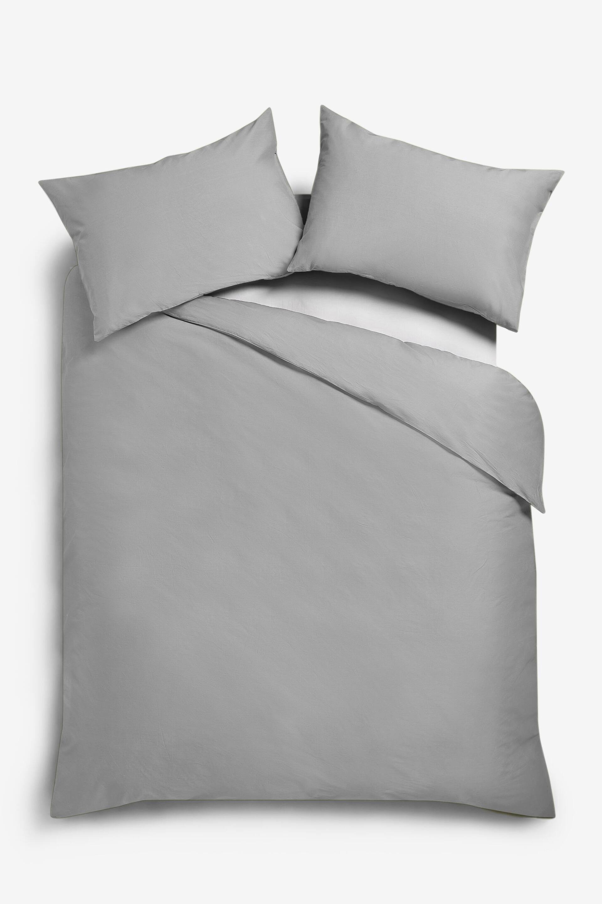 Grey Mid Cotton Rich Plain Duvet Cover and Pillowcase Set - Image 2 of 3