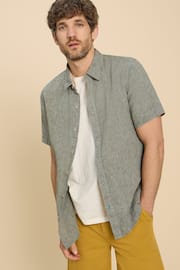 White Stuff Green Pembroke Short Sleeve Linen Shirt - Image 1 of 6