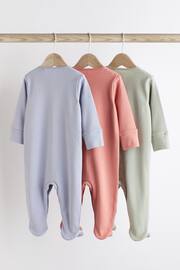 Multi 3 Pack Cotton Baby Sleepsuits (0-2yrs) - Image 2 of 9