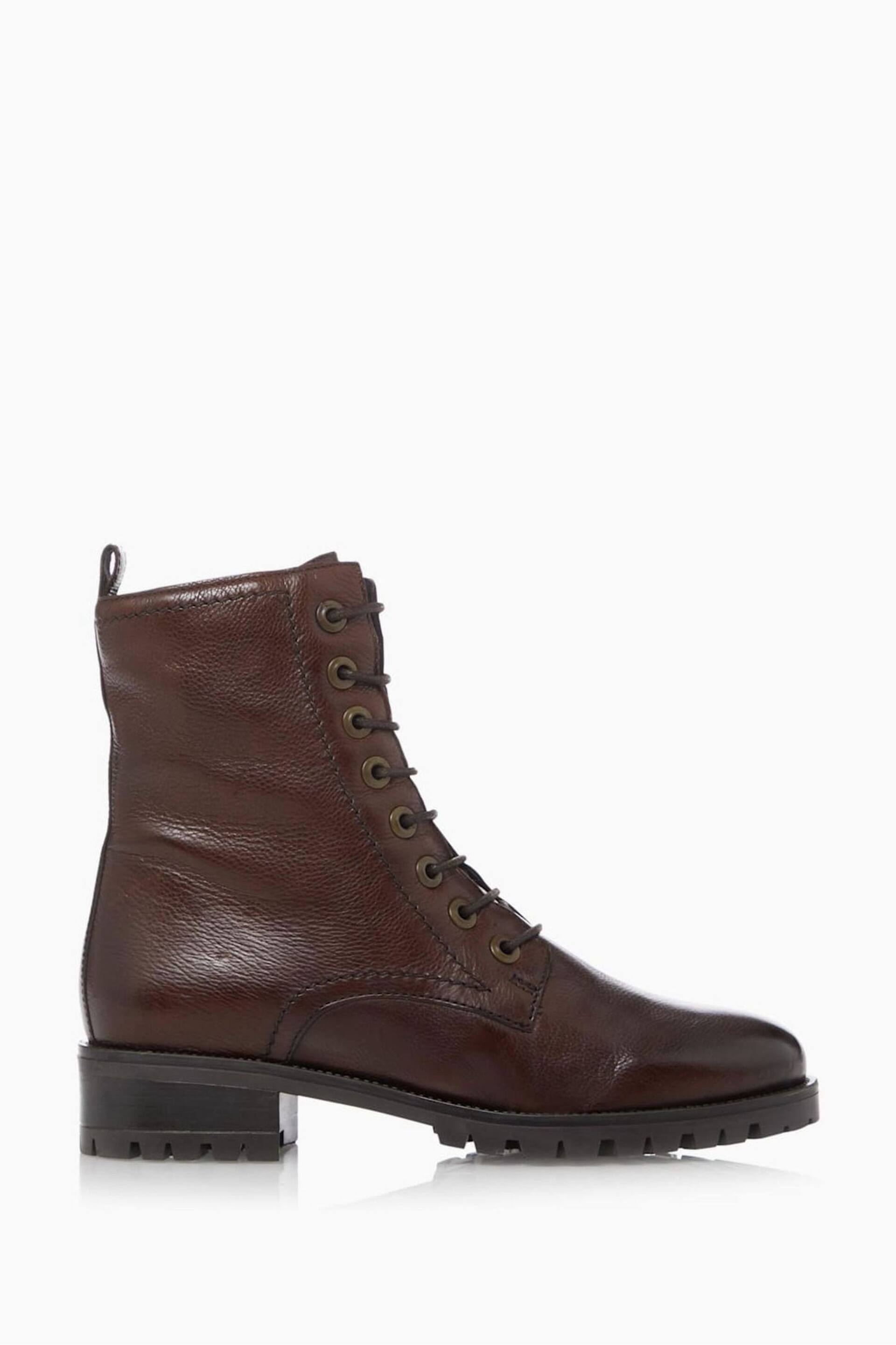 Dune London Brown Wide Fit Prestone Cleated Hiker Boots - Image 1 of 5