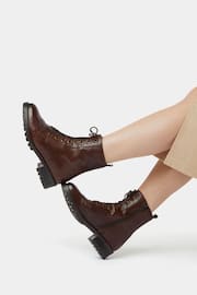 Dune London Brown Wide Fit Prestone Cleated Hiker Boots - Image 2 of 5