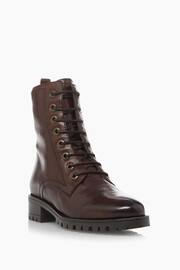 Dune London Brown Wide Fit Prestone Cleated Hiker Boots - Image 3 of 5