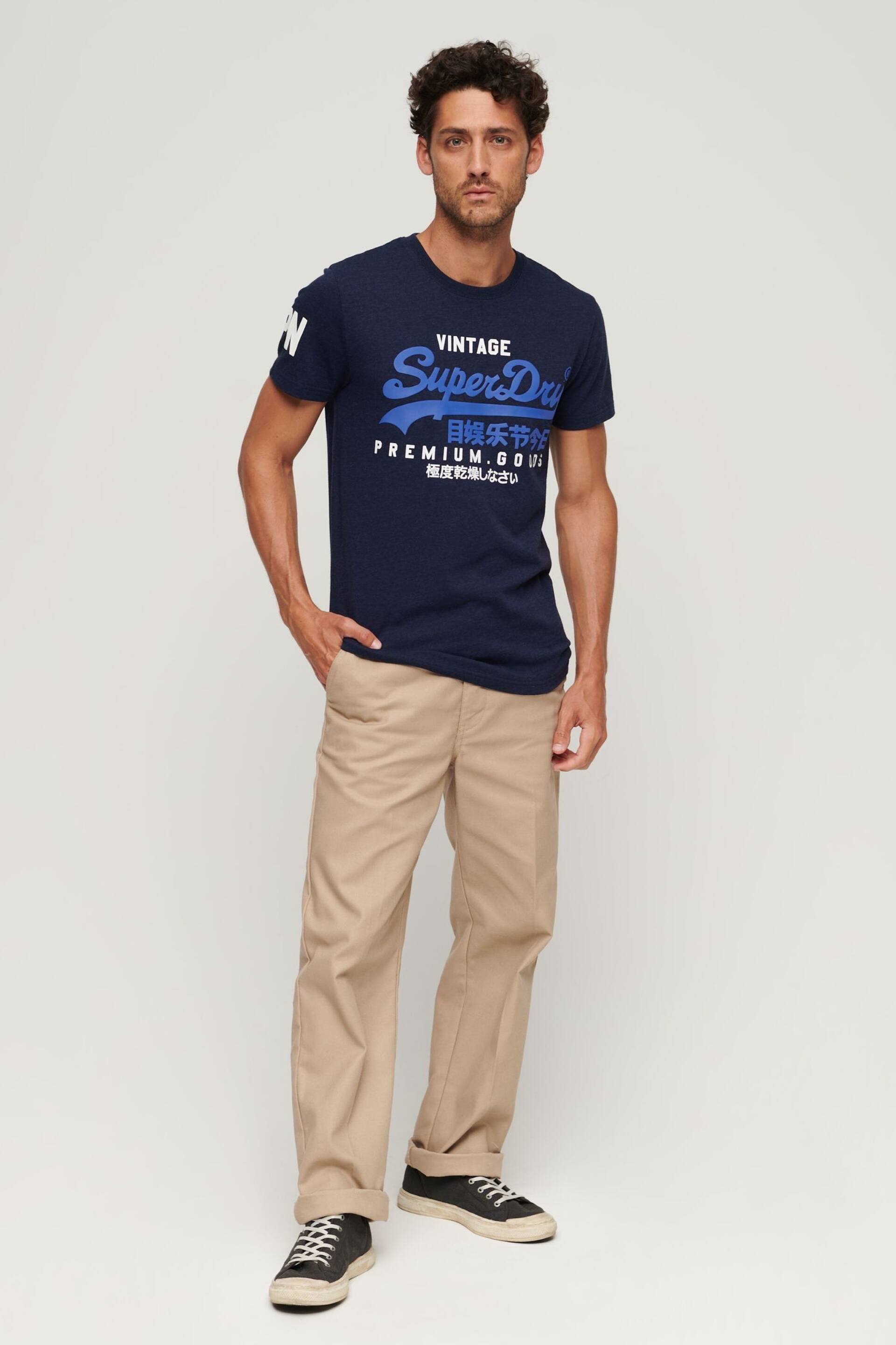 Superdry Tois Blue Grit Essential Logo Embriodery T-Shirt - Image 2 of 5