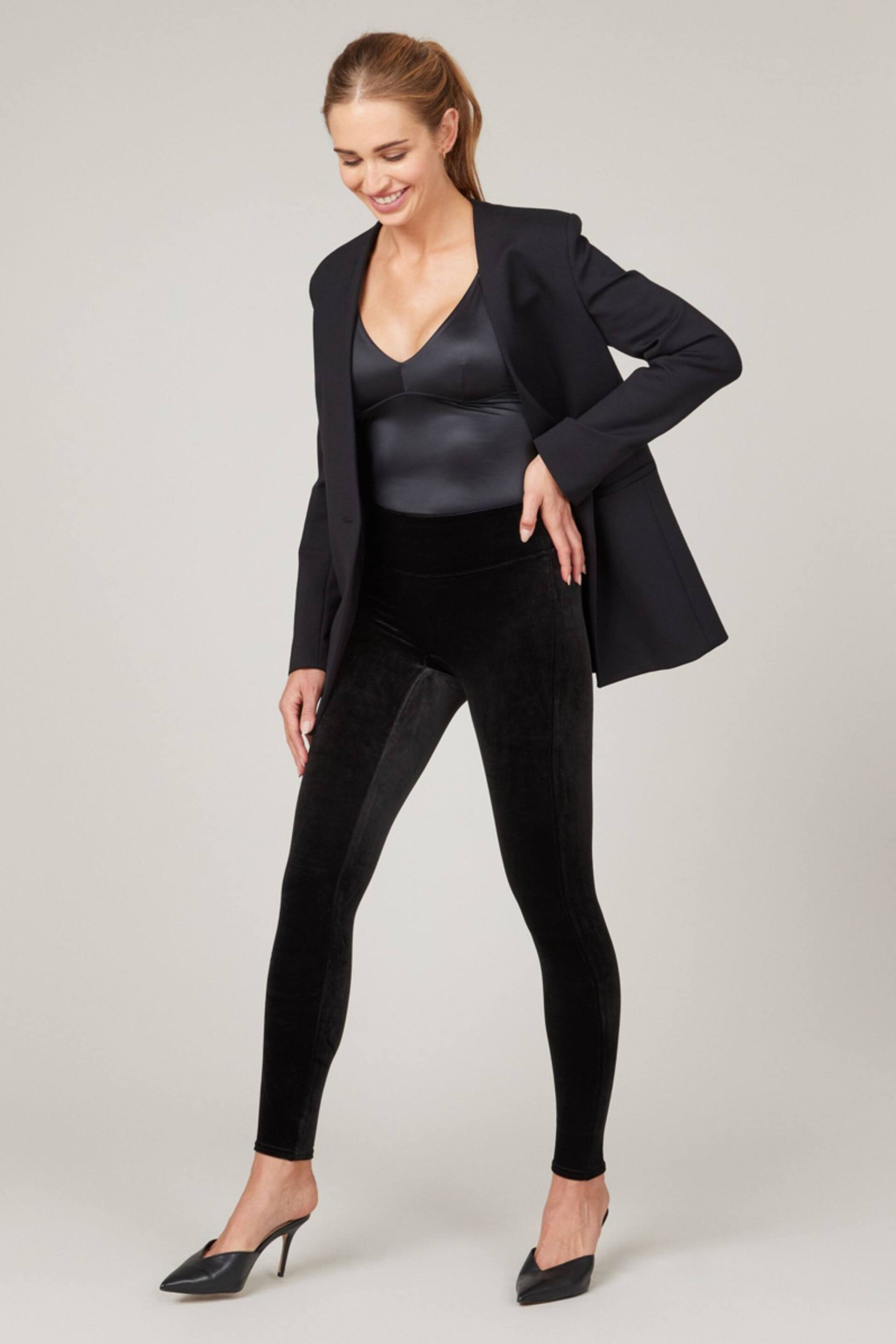 SPANX® Black Velvet Leggings - Image 1 of 5