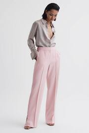 Reiss Pink Marina Petite Wide Leg Split Hem Trousers - Image 3 of 6