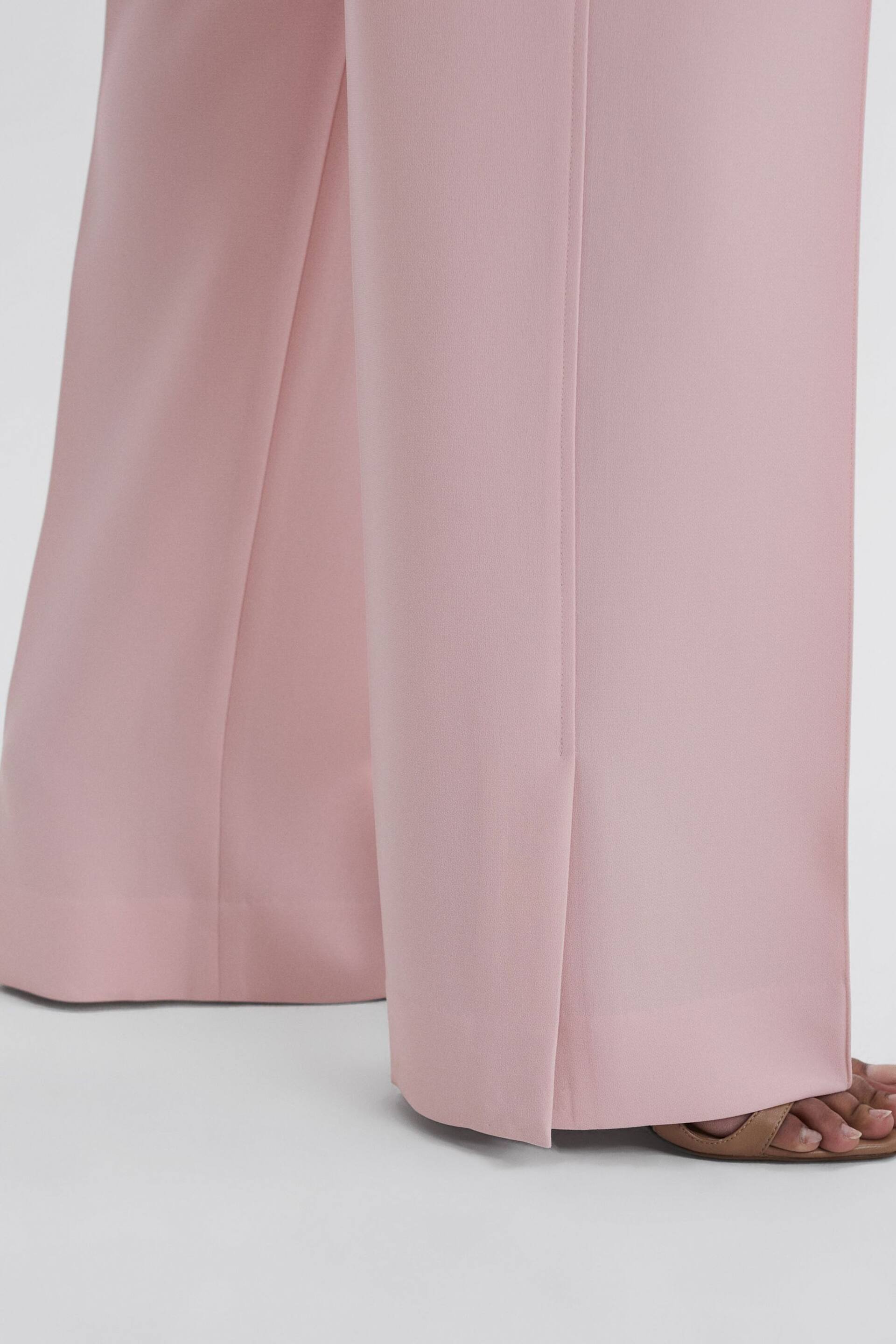 Reiss Pink Marina Petite Wide Leg Split Hem Trousers - Image 4 of 6