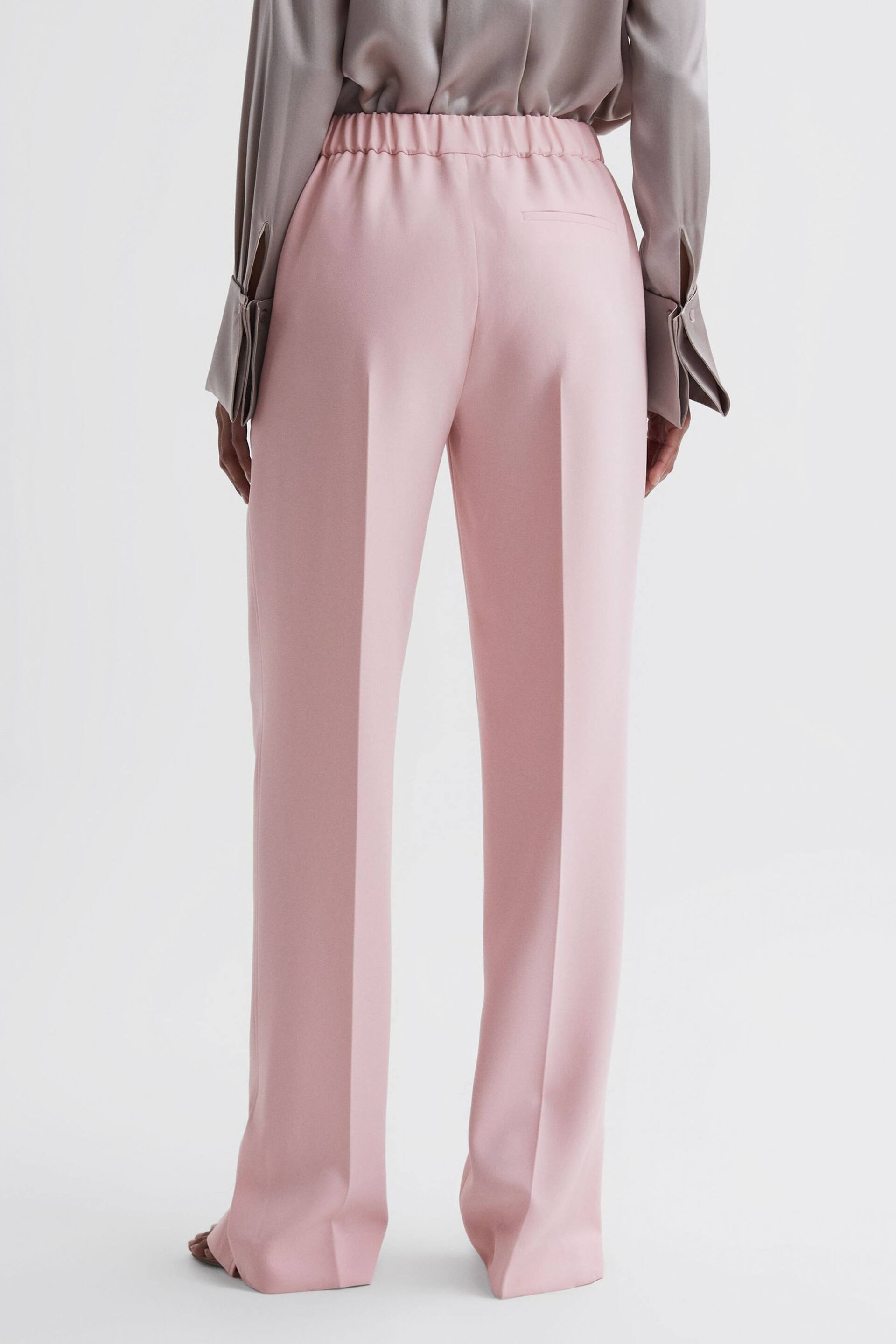 Reiss Pink Marina Petite Wide Leg Split Hem Trousers - Image 5 of 6