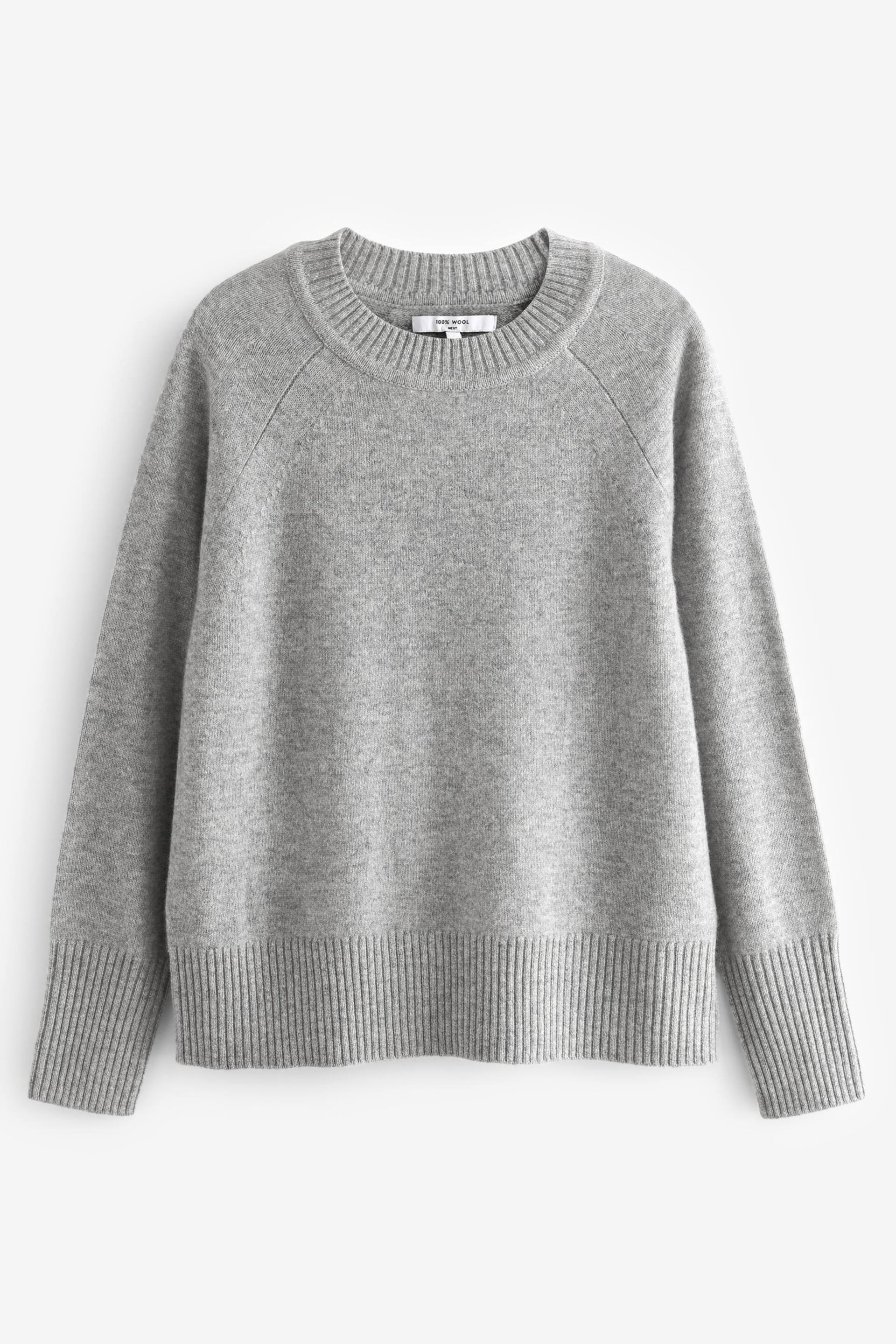 Grey Premium 100% Lambswool Crew Neck Jumper - Image 6 of 7