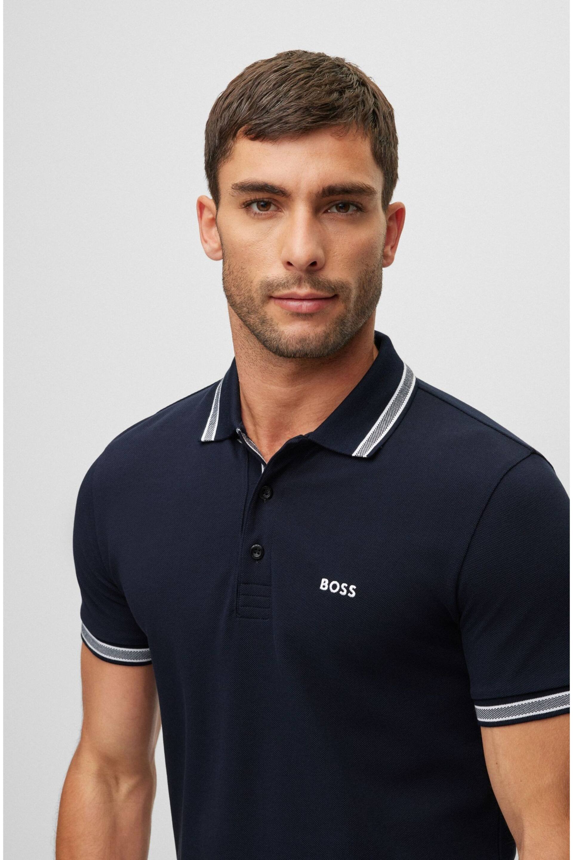 BOSS Blue Paddy Polo Pink Cream Shirt - Image 4 of 5