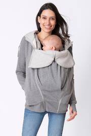 Seraphine Grey Cotton Blend 3 in 1 Maternity Hoodie - Image 2 of 5