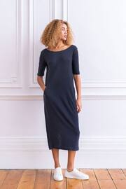 Celtic & Co. Navy Blue Linen/Cotton Button Back Dress - Image 2 of 6