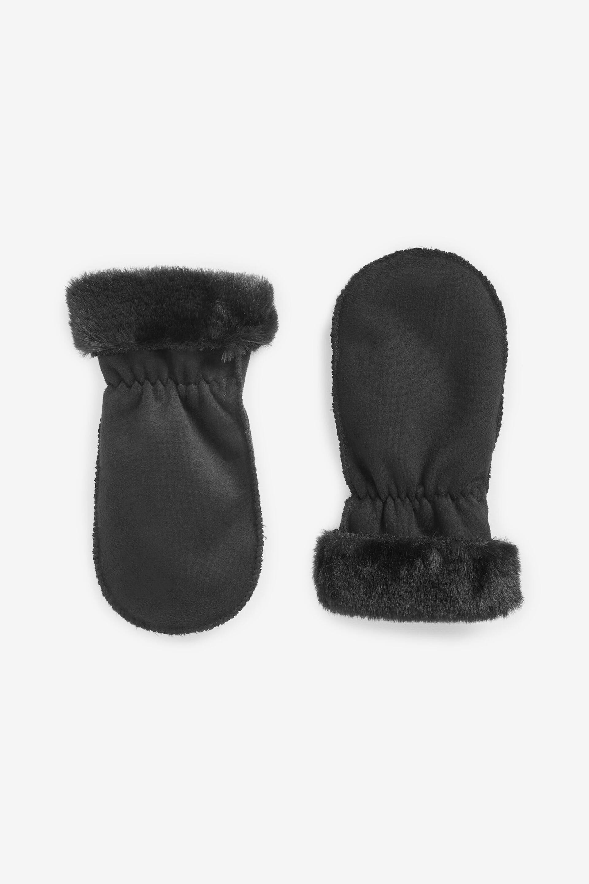 Black Faux Suede Mitts (3mths-6yrs) - Image 1 of 1