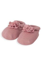 Mamas & Papas Girls Pink Flower Knit Hat and Booties - Image 3 of 3