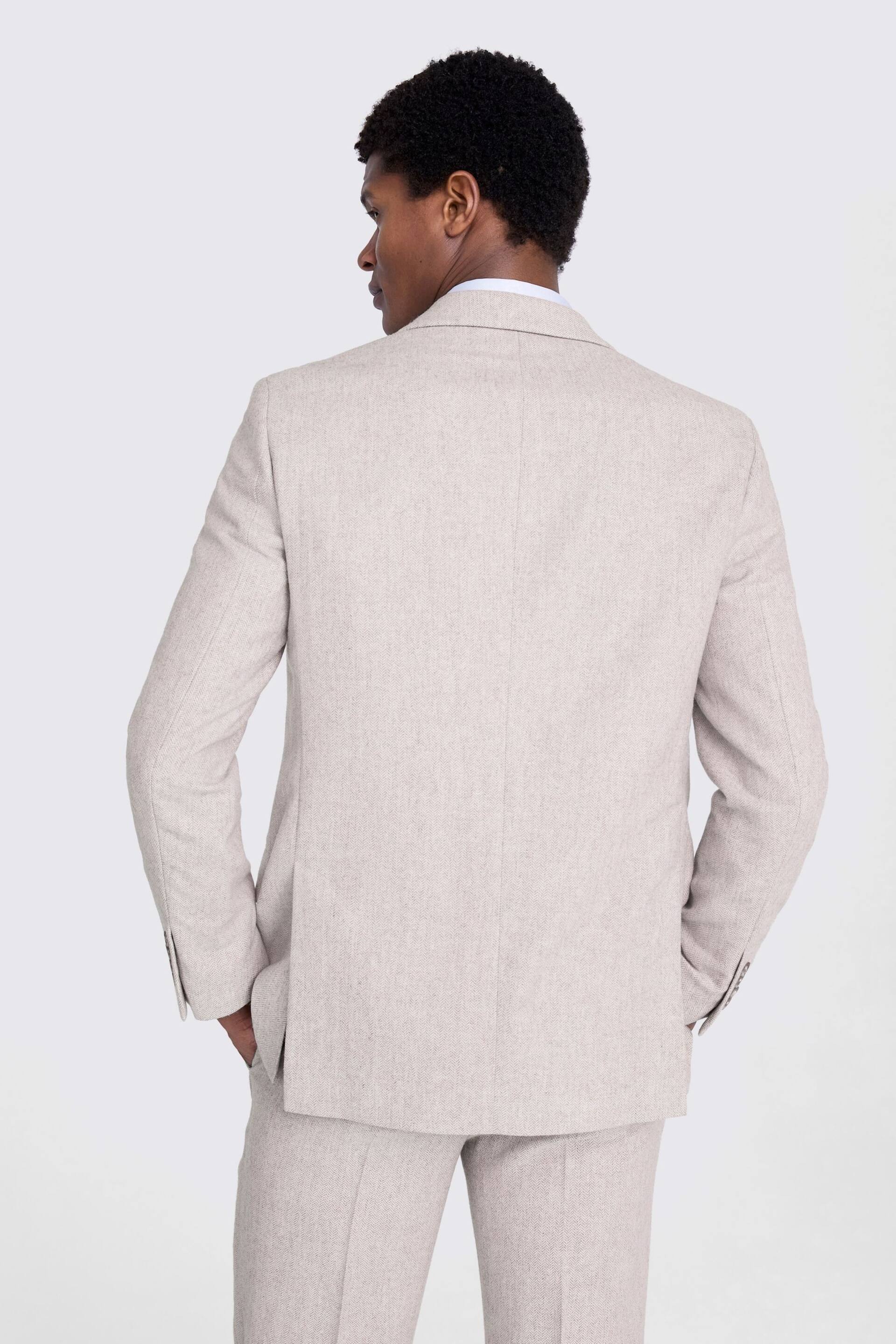 MOSS Tailored Fit Light Grey Herringbone Suit: Jacket - Image 2 of 5