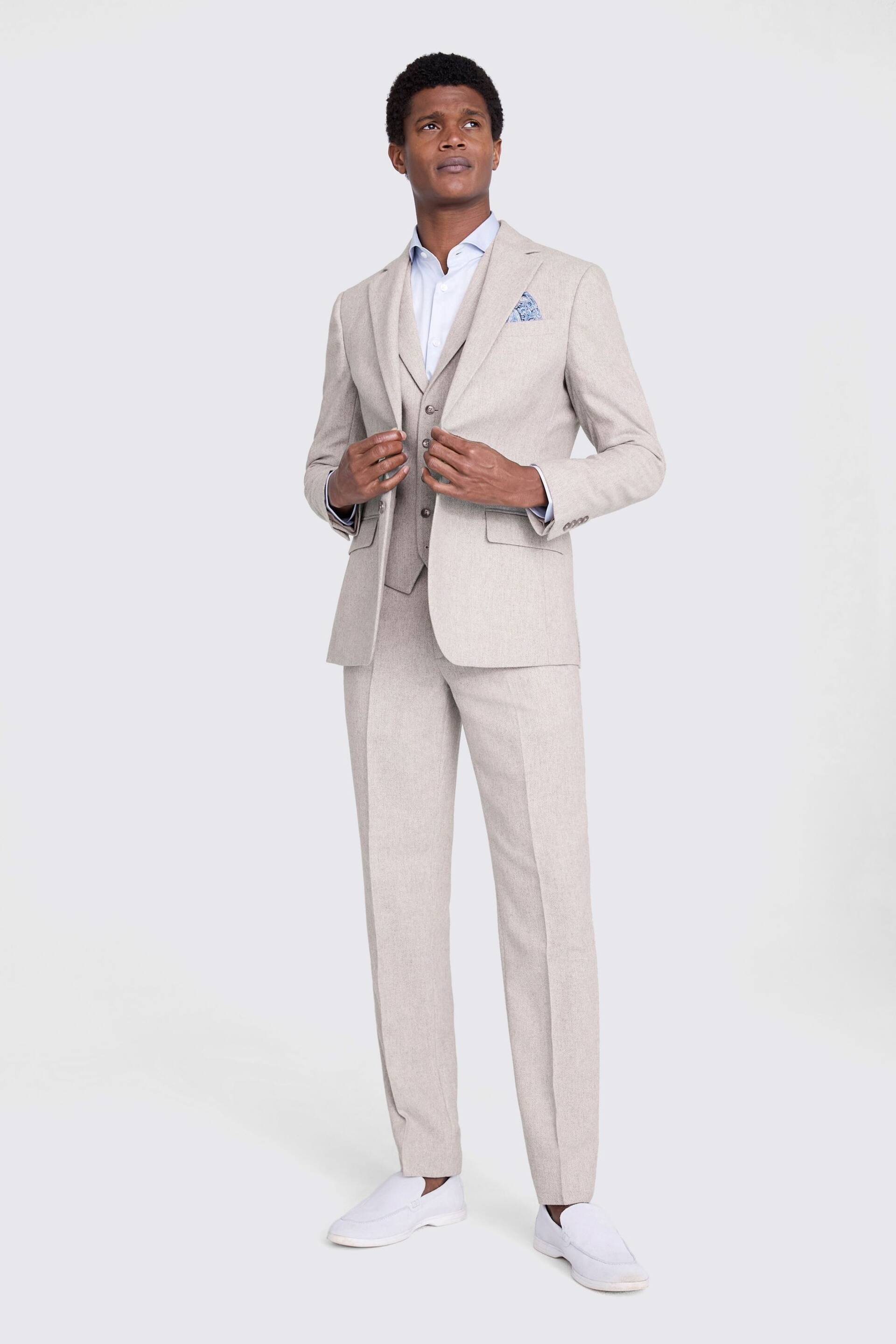 MOSS Tailored Fit Light Grey Herringbone Suit: Jacket - Image 3 of 5