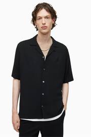 AllSaints Black Venice Short Sleeve Shirt - Image 3 of 4