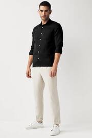 Black Linen Blend Long Sleeve Shirt - Image 2 of 7