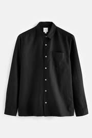 Black Linen Blend Long Sleeve Shirt - Image 6 of 7