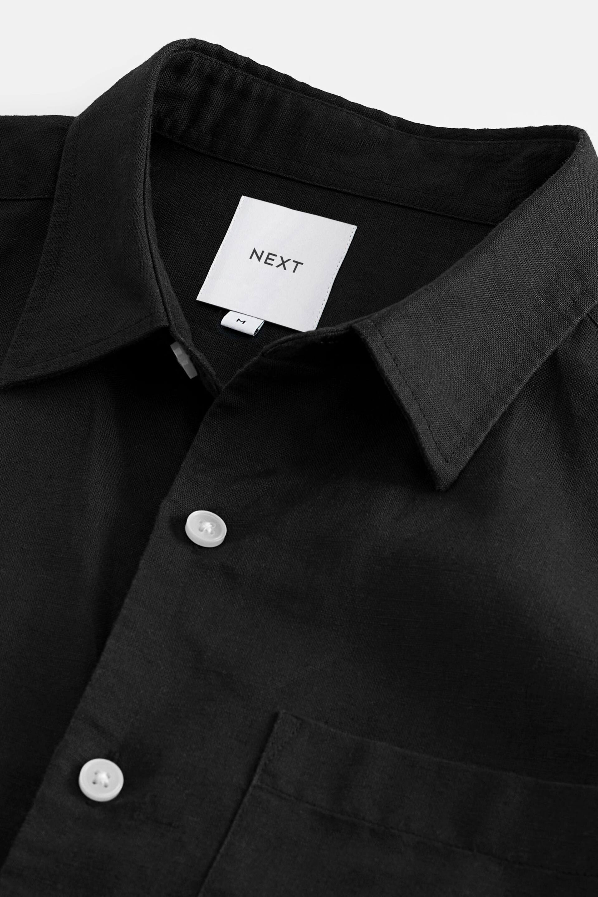 Black Linen Blend Long Sleeve Shirt - Image 7 of 7