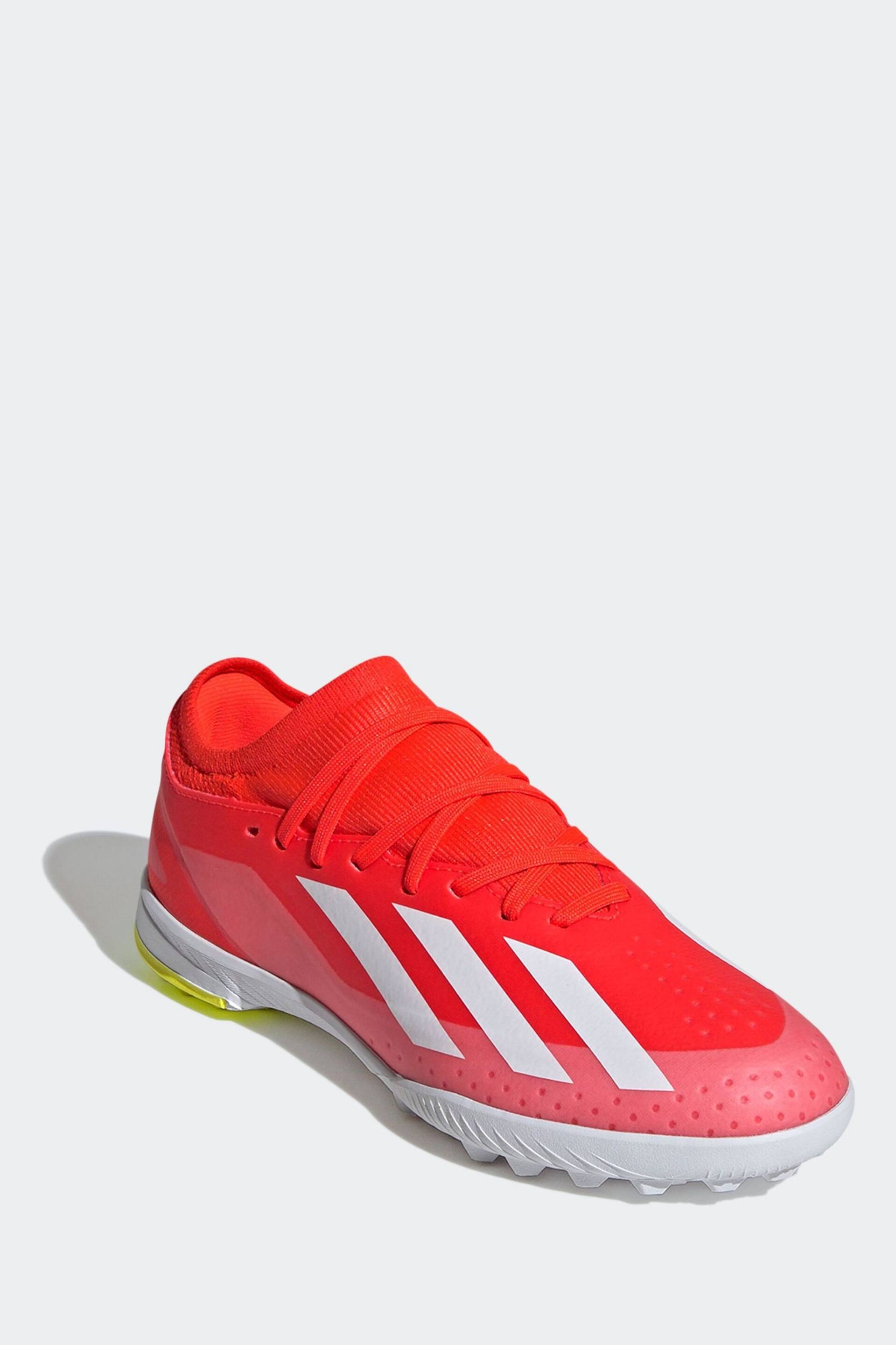 adidas Red/White Football X Crazyfast League Turf Kids Boots - Image 3 of 10