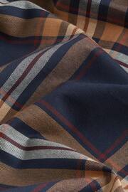 Navy Blue/Rust Orange Stretch Oxford Check Short Sleeve Shirt - Image 6 of 7