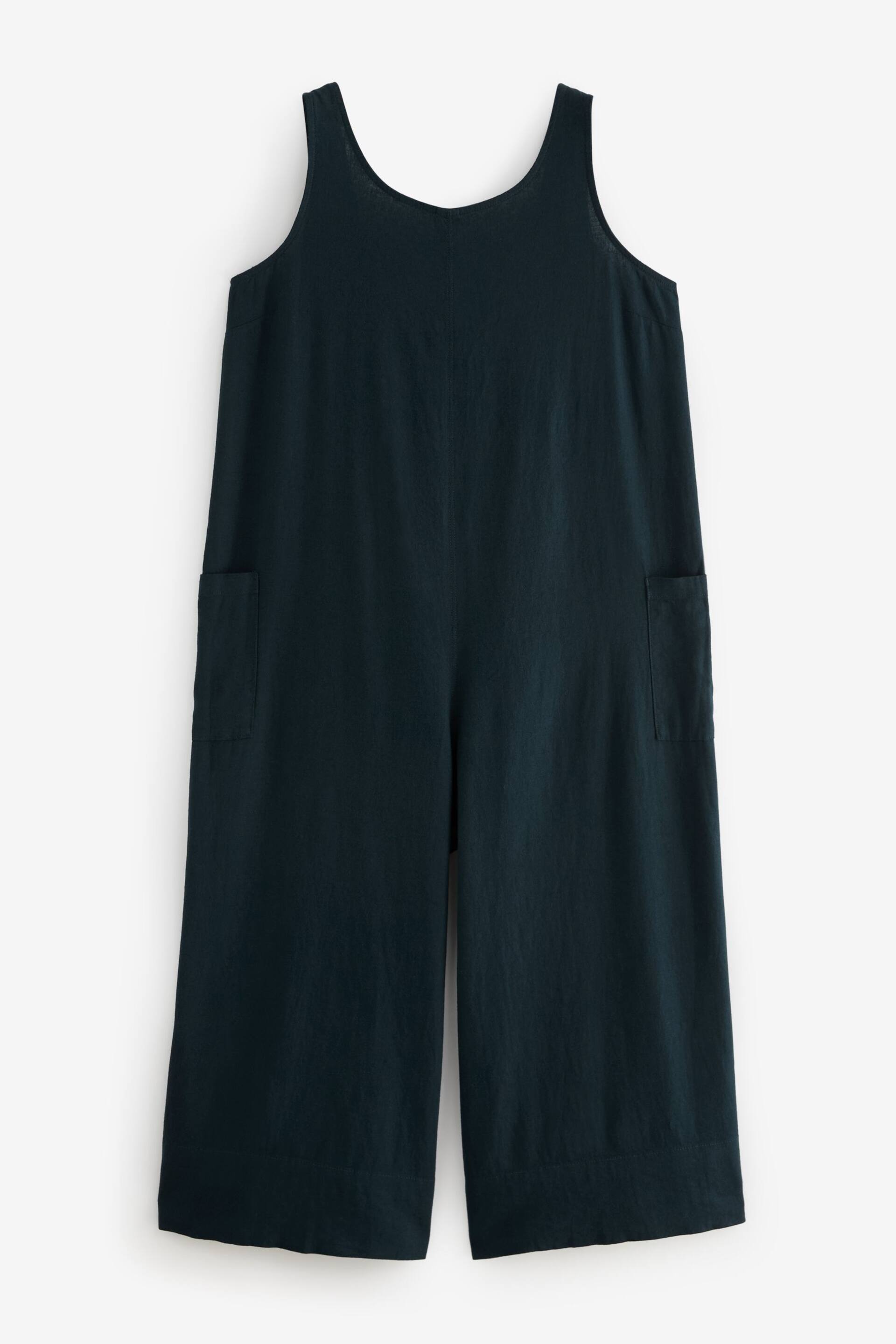 Navy Linen Blend Jumpsuit - Image 5 of 6