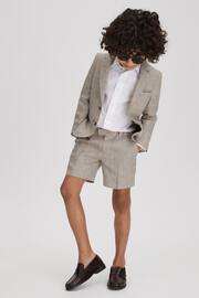 Reiss Oatmeal Auto Junior Single Breasted Textured Linen Blazer - Image 1 of 4