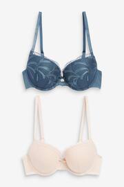 Blue/Nude Pad Balcony Embroidered Bras 2 Pack - Image 9 of 12