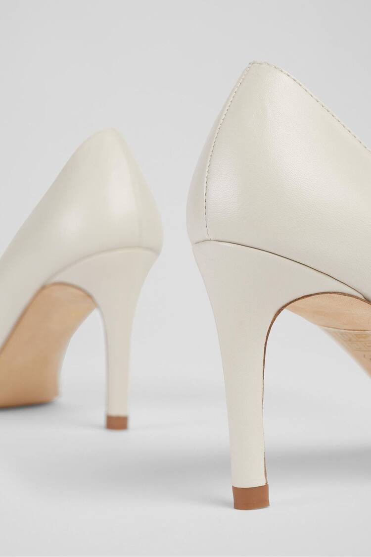 LK Bennett White Floret Leather Pointed Court Shoes - Image 4 of 4