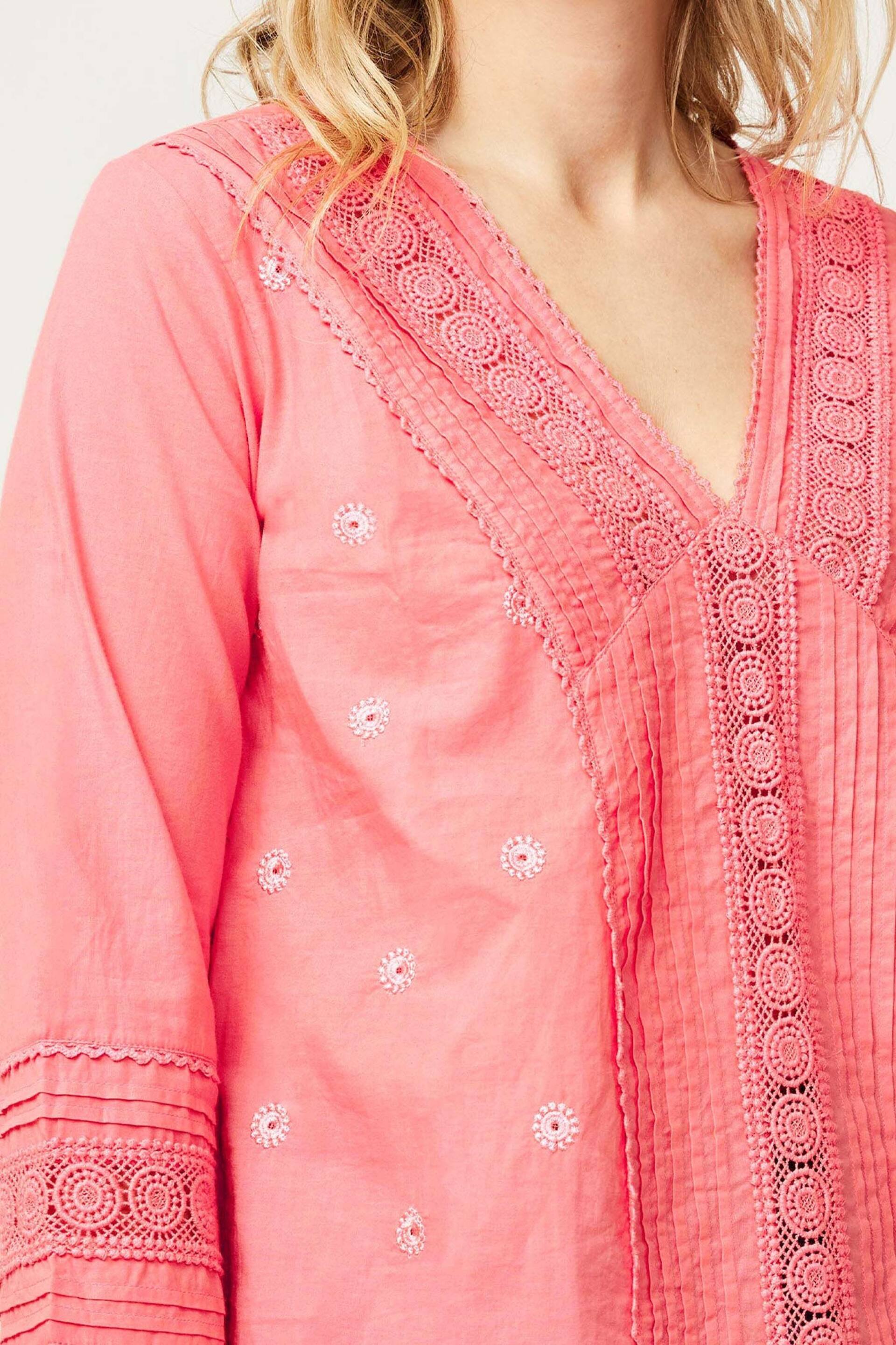 Aspiga Valentina Pink Embroidered Organic Cotton Blouse - Image 4 of 5