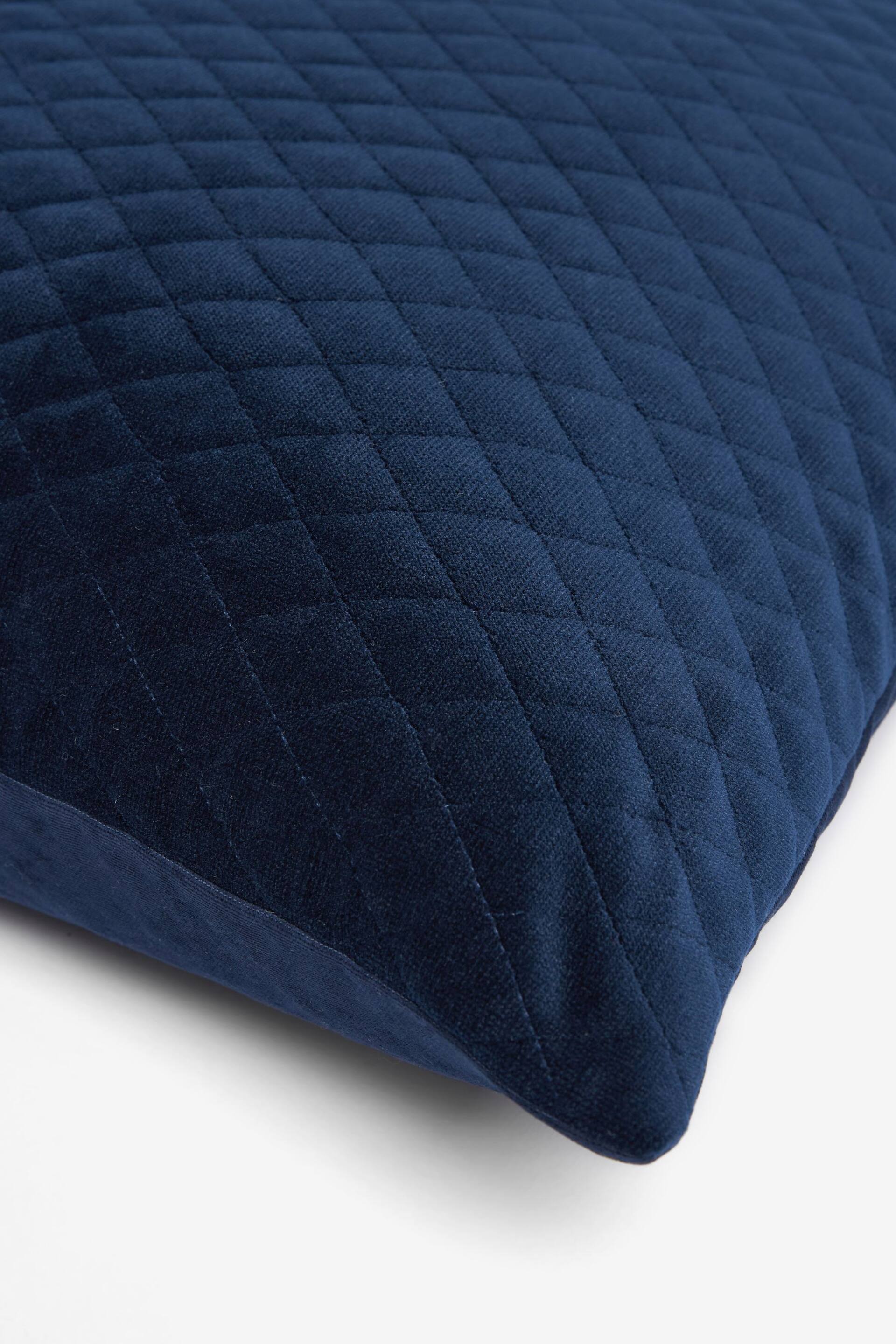 Navy Velvet Quilted Hamilton 59 x 59cm Cushion - Image 2 of 5