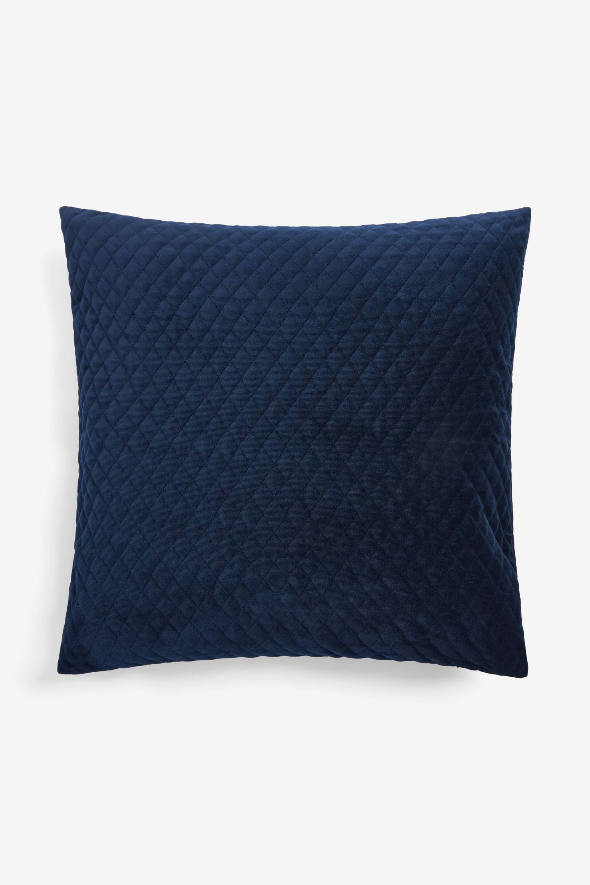 Navy Velvet Quilted Hamilton 59 x 59cm Cushion - Image 3 of 5