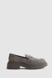 Reiss Grey Adele Leather Chunky Cleated Loafers - Image 1 of 5