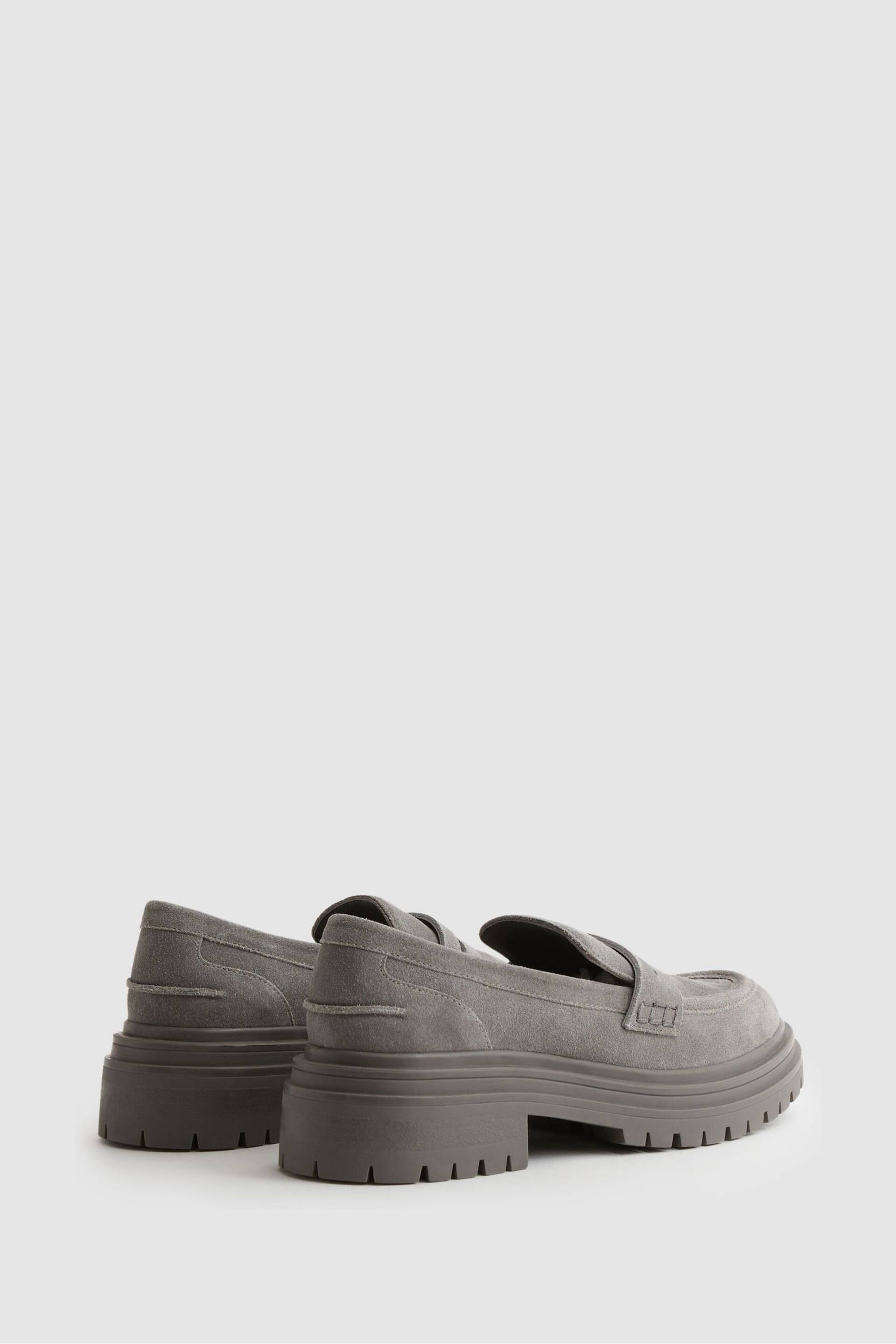 Reiss Grey Adele Leather Chunky Cleated Loafers - Image 4 of 5